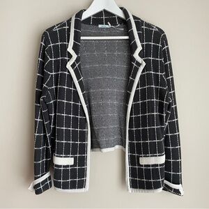 Kimchi Blue Grey White Grid Structured Cardigan
